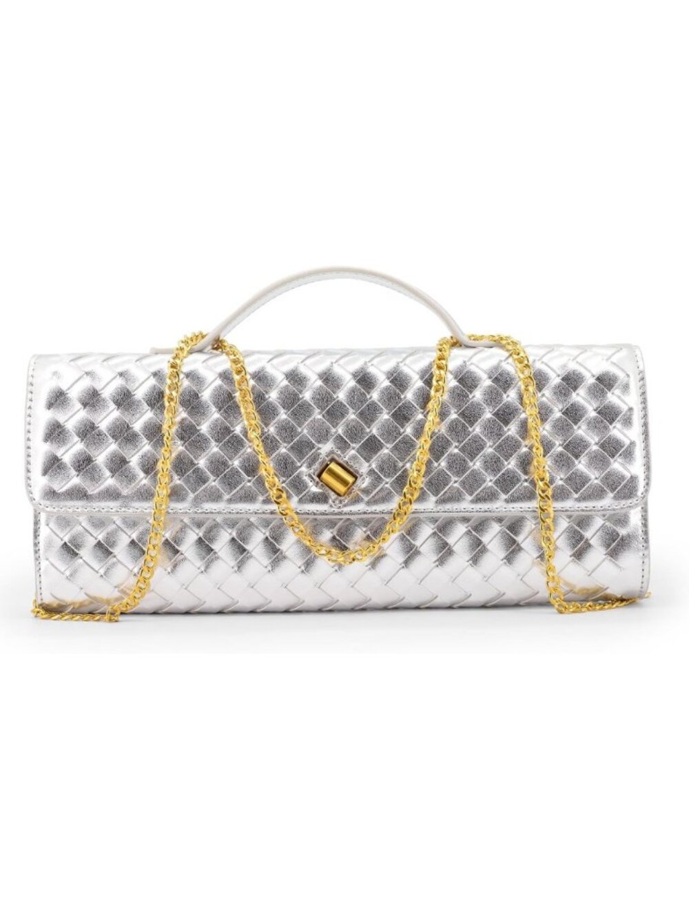 Stylish Woven Leather Clutch Purse - Evening Crossbody Bag for Weddings